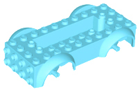 Lego Vehicle, Base 5 x 10 x 2 1/2 with Mudguards and 2 x 6 Recessed Center with 3 Holes with (Same Color) Wheels Holders Attached / Medium Azure