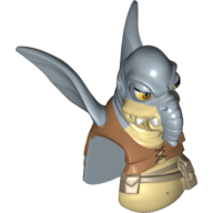 Lego Minifig Head Special, Watto with Vest and Belt Print / Sand Blue