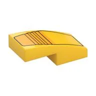 Brick Curved 2 x 1 No Studs with Orange Headlight Print / Yellow
