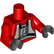 Lego Torso Rebel Pilot Flight Suit Print, Red Arms, Black Hands / Red