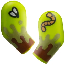 Arm, (Matching Left and Right) Pair with Olive Green and Reddish Brown Mud, Fly, Worm Pattern / Lime