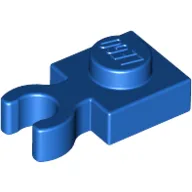 Plate Special 1 x 1 with Clip Vertical [Thick Open O Clip] / Blue