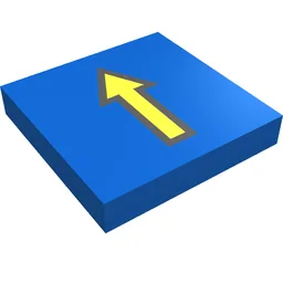 Tile 2 x 2 with Arrow Thin Yellow with Black Border Print / Blue