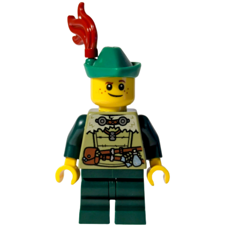 Lego Elf, Olive Green Torso, Dark Green Medium Legs, Green Hat