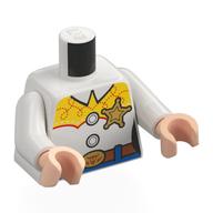 Lego Torso Vest, Yellow Western Trim, Button, Dark Orange Belt, Sherriff Star Print, White Arms, Light Nougat Hands / White