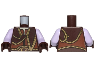 Lego Torso SW Gungan Vest with Gold Trim Front and Back Pattern / Lavender Arms / Dark Brown Hands