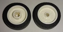 Wheel 18mm D. x 12mm with Axle Hole and Stud with Black Tire 24 x 12 Low (18976 / 18977) / White
