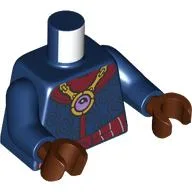 Torso, Gold Pendant with Eye, Dark Red Collar, Sash, Key, Flasks on Back Print, Dark Blue Arms, Reddish Brown Hands / Dark Blue