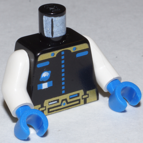 Lego Torso Space Suit, Ice Planet Gold Print, White Arms, Blue Hands / Black