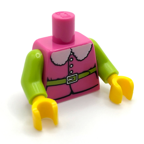 Lego Torso Jacket with Fur Collar, Lime Belt print, Lime Arms, Yellow Hands / Dark Pink