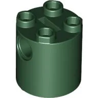 Brick Round 2 x 2 x 2 Robot Body, Axle Holder '+' Orientation / Dark Green