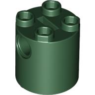 Lego Brick Round 2 x 2 x 2 Robot Body, Axle Holder '+' Orientation / Dark Green