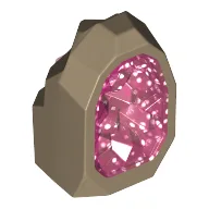 Geode / Rock with Glitter Trans-Dark Pink Crystal / Dark Tan