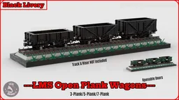 (Black) LMS Open Plank Wagons (8w)