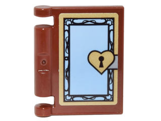 Lego Minifigure, Utensil Book Cover with Bright Light Blue Front, Gold Border and Heart Key Lock Pattern (Sticker) - Set 41067