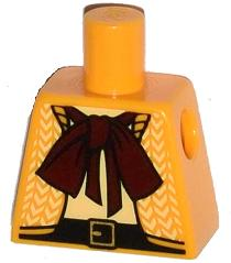 Lego Torso Female Open Herringbone Jacket, Dark Red Bow Tie Scarf, Black Belt with Gold Buckle Pattern