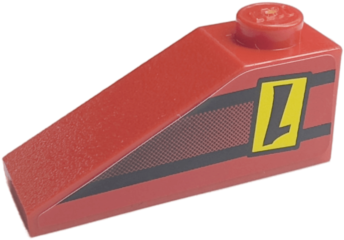 Lego Slope 33 3 x 1 with Upside-down Black Number 1 on Yellow Rectangle Pattern Model Right Side (Sticker) - Set 8209