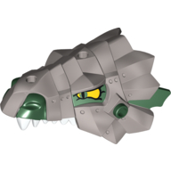 Lego Creature Body Part, Dragon Head Upper Jaw with Armor, Metallic Silver, and Yellow Eyes Print