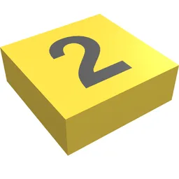 Tile 1 x 1 with Black '2' Print
