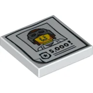 Tile 2 x 2 with Minifig Front Mugshot and 5000 Reward Poster Print / White