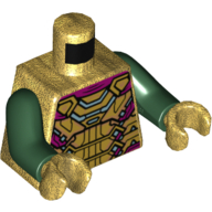 Lego Torso Armor Plates with Magenta Trim Print, Dark Green Arms, Pearl Gold Hands / Pearl Gold