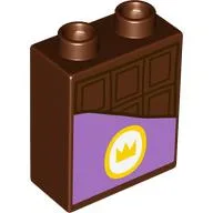 Duplo Brick 1 x 2 x 2 with Chocolate Bar Print / Reddish Brown