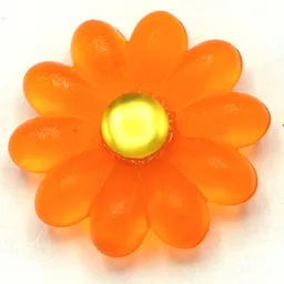 Clikits Icon, Flower 2 x 2 Large, 10 Petals with Pin, Trans-Yellow Center Cabochon / Trans-Orange