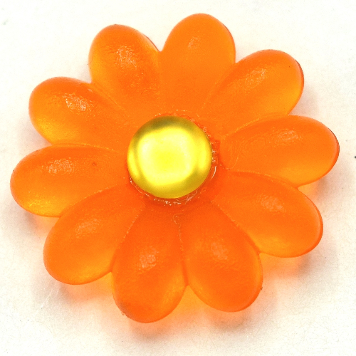 Lego Clikits Icon, Flower 2 x 2 Large, 10 Petals with Pin, Trans-Yellow Center Cabochon / Trans-Orange