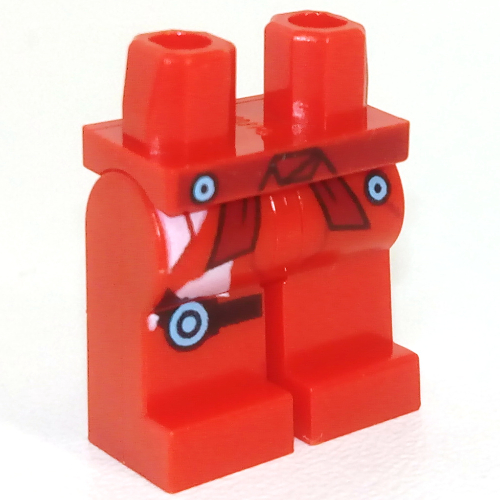 Lego Hips and Red Legs with Dark Red Belt Sash, Black Knee Strap with Medium Azure Circle Print / Red