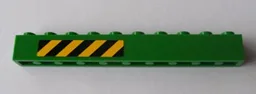 Brick 1 x 10 with Black and Yellow Danger Stripes Pattern Left Side (Sticker) - Set 7939