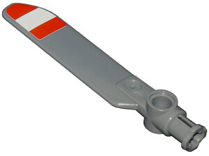 Lego Technic Rotor Blade Small with Axle and Pin Connector End with Red and White Stripes Pattern on Top (Sticker)