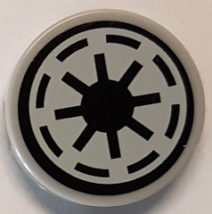 Lego Tile, Round 2 x 2 with SW Galactic Republic Logo on Light Bluish Gray Background, Black Border, Thick Gaps Pattern (Sticker) - Set 75019