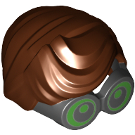 Lego Hair and Large Thick Glasses, Parted and Wavy with Green Eyes Print (Robin / Reddish Brown