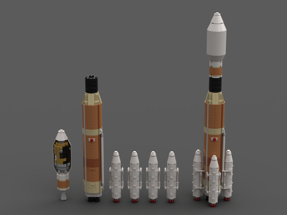 Lego H-IIB [1:110 Saturn V scale] (H2B) with H-II Transfer Vehicle (HTV)