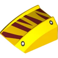 Brick Curved 2 x 2 with Lip, No Studs with Rivets and Dark Red Tiger Stripes Print / Yellow
