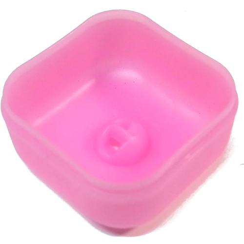 Lego Clikits Container Box, Bottom, Square with 1 Hole / Trans-Pink