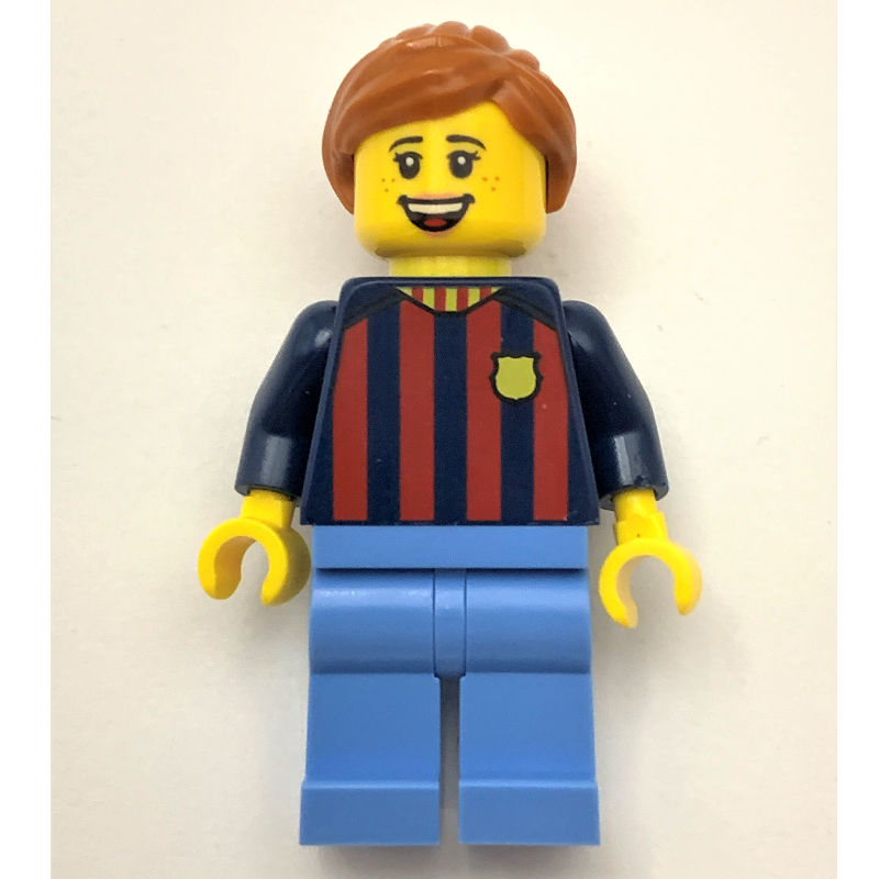 Lego FC Barcelona Fan - Medium Blue Legs, Dark Orange Hair