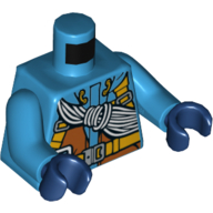 Lego Torso Jacket, Rope, Belt, Straps Print, Dark Azure Arms, Dark Blue Hands / Dark Azure