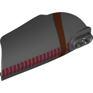 Lego Large Figure Limb Cover, Armor with Ball Joint Socket and 2 Holes with Dark Red Stripes and Brown Strap print