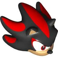 Minifig Head Special, Shadow with Warm Tan Face, Scowl, White Eyes, Red Streaks in Hair/Spines Print / Black