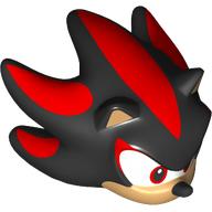 Lego Minifig Head Special, Shadow with Warm Tan Face, Scowl, White Eyes, Red Streaks in Hair/Spines print / Black