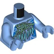 Torso, Bar Chest, Dark Azure/Dark Blue Markings, Sand Green Necklace, Feathers Print, Medium Blue Arms and Hands / Medium Blue