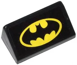 Slope 30 1 x 2 x 2/3 with Yellow Batman Logo Pattern (Sticker) - Set 76000