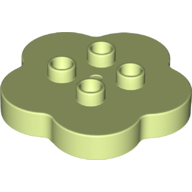 Lego Duplo Flower 4 x 4 x 1 with 4 Top Studs / Yellowish Green