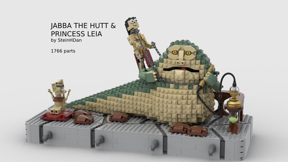 Lego Jabba the Hutt and Princess Leia fight