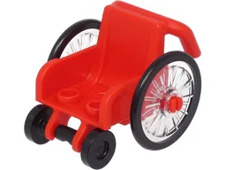 Minifigure, Utensil Wheelchair with Trans-Clear Wheelchair Wheels and Black Trolley Wheels (24312 / 24314pb01 / 2496)