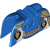 Animal / Creature Accessory, Horse Barding, Smooth Edge with Lion Heads and Gold Armor Plates Print / Blue