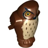 Animal, Bird, Owl Small - Large Yellow Eyes and Tan Chest Print / Reddish Brown