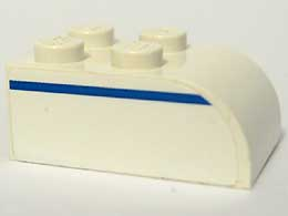 Lego Slope, Curved 3 x 2 with 4 Studs with Blue Line Left Pattern (Sticker) - Set 1376