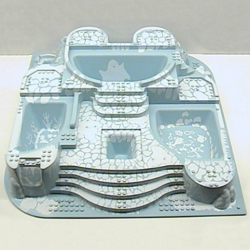 Lego Baseplate Raised 48 x 48 with Staircases and Pits with Arctic Print / Bright Light Blue